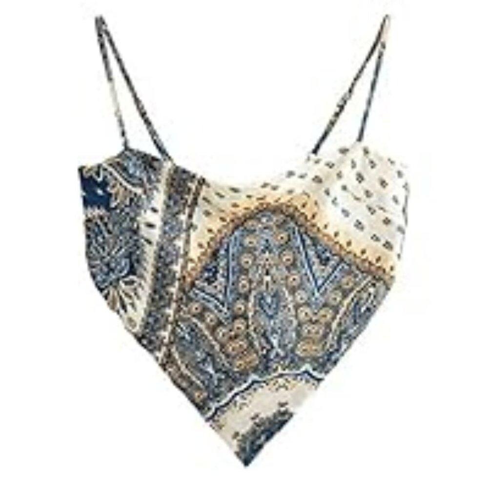 Hem Tie Back Adjustable Spaghetti Strap Satin Silk Camisole Bandana Crop Top